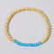 Colorful Birthstone Faceted Bicone & Brass Beaded Stretch Bracelets for Women, Deep Sky Blue, 6-7/8 inch(17.5cm)