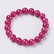 Natural Yellow Jade Beaded Stretch Bracelet, Dyed, Round, Medium Violet Red, 2 inch(5cm), Beads:  6mm