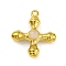 Natural Rose Quartz & 304 Stainless Steel Cross Pendants, Golden, 23x20x6mm, Hole: 1.6mm