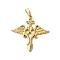 PVD Vacuum Plating 304 Stainless Steel Pendants, Angel with Cross Charm, Golden, 46.5x46.5x3mm, Hole: 10x4.5mm