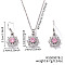 Brass Rhinestones Flower Jewelry Set, Earrings & Necklaces Set for Fashionable Women, Pink