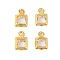 Rack Plating Brass Glass Pendants, Cadmium Free & Lead Free, Long-Lasting Plated, Square, Golden, Clear, 7x4.5x2mm, Hole: 1mm