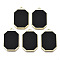 Acrylic Pendants, with Alloy Settings, Cadmium Free & Nickel Free & Lead Free, Rectangle Octagon, Black, 25x17x2mm, Hole: 1.8mm