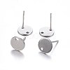 Non-Tarnish 201 Stainless Steel Flat Plate Stud Earring Findings STAS-P210-48P-01-1