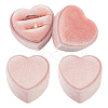Heart Velvet Covered Cardboard Couple Rings Storage Box CON-WH0087-81B-1