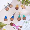 16Pcs 8 Styles Transparent Resin & Walnut Wood Pendants RESI-SZ0001-82-5