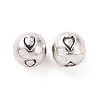 Tibetan Style Alloy Round Carved Heart Spacer Beads TIBEB-O004-83-3