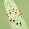 Resin Round Bead with Cross Dangle Earrings EJEW-JE05056-2