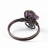 Natural Amethyst Chips with Vortex Finger Ring RJEW-L082-02R-04-4