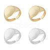 Unicraftale 4Pcs 2 Colors Brass Flat Round Signet Ring RJEW-UN0002-60-1