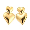 304 Stainless Steel Double Heart Dangle Stud Earrings for Women EJEW-D076-01B-G-1