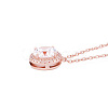 TINYSAND 925 Sterling Silver Round Cubic Zirconia Pendant Necklace TS-N025-RG-18-2