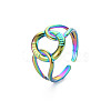 Rainbow Color 304 Stainless Steel Interlocking Ring Cuff Ring RJEW-N038-042M-3