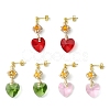 Glass Heart Dangle Stud Earrings EJEW-MZ00113-1