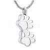 Non-Tarnish Stainless Steel Double Paw Print Urn Ashes Pendant Necklace BOTT-PW0002-032S-1