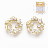 Brass Micro Pave Clear Cubic Zirconia Links connectors X-ZIRC-Q021-039G-NF-1