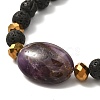 Natural Lava Rock & Oval Mixed Stone Beads Stretch Bracelet BJEW-JB07077-3