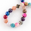 Dyed Natural Multi-Color Agate Beads Strands G-R177-6mm-07-01-2