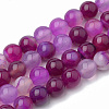 Dyed Natural Striped Agate/Banded Agate Round Bead Strands X-G-R342-8mm-04-1