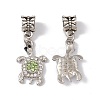 Tortoise Alloy Rhinestone European Dangle Charms ALRI-E002-01AS-01-1