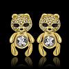Real 18K Gold Plated Bear Tin Alloy Cubic Zirconia Stud Earrings EJEW-BB08486-G-2