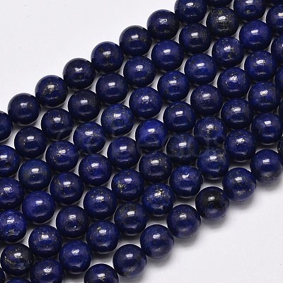 Dyed Natural Grade AA Lapis Lazuli Round Bead Strands X-G-M290-8mm-AA-1