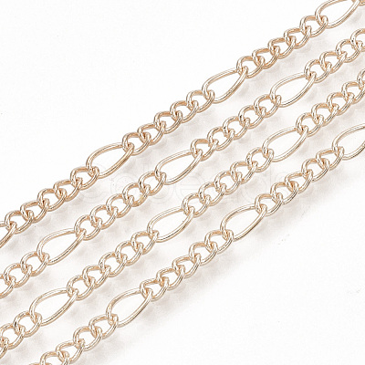 Brass Coated Iron Figaro Chain Necklace Making MAK-T006-03RG-1