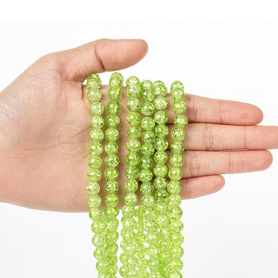 Spray Painted Crackle Glass Beads Strands CCG-Q001-8mm-11-1