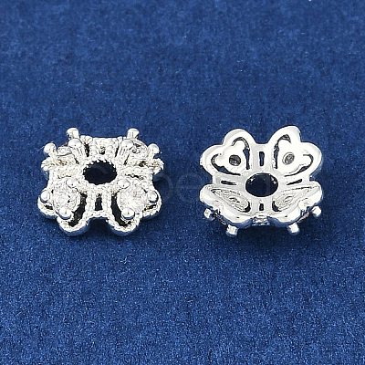 Brass Micro Pave Clear Cubic Zirconia Bead Caps KK-I719-06S-1