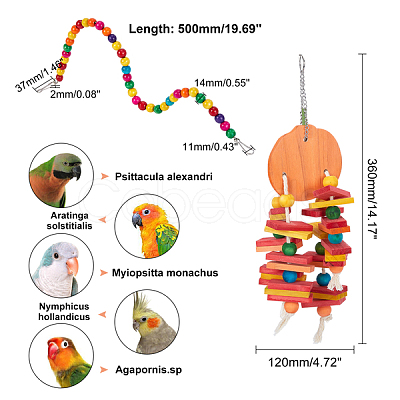 AHANDMAKER 2Pcs 2 Style Wood Parrot Chew Toy AJEW-GA0003-38-1