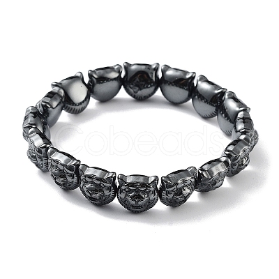 Non-Magnetic Synthetic Hematite Beaded Stretch Bracelets BJEW-H589-01J-1