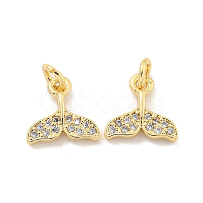 Brass Micro Pave Clear Cubic Zirconia Charms KK-Z044-14C-1