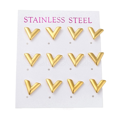 PVD Vacuum Plating 304 Stainless Steel Stud Earring EJEW-C099-03G-1