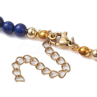 Natural Lapis Lazuli Beads Necklaces & Leverback Earrings Sets SJEW-JS01302-1