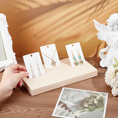 3-Slot Rectangle Wood Earring Display Card Holder WOOD-WH0042-09-1