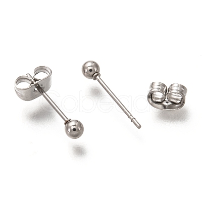 Tarnish Resistant 304 Stainless Steel Ball Stud Earrings EJEW-L254-01I-P-1