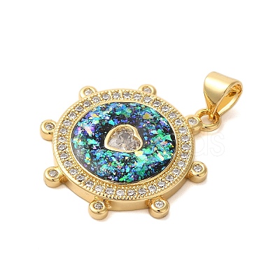 Brass Micro Pave Cubic Zirconia Pendants KK-K385-131G-1