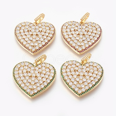 Brass Micro Pave Cubic Zirconia Pendants ZIRC-G148-06-1