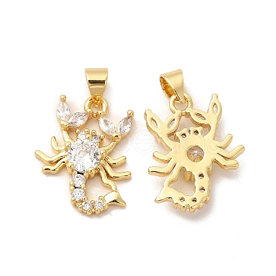 Rack Plating Brass Micro Pave  Cubic Zirconia Pendants KK-B068-45G-1