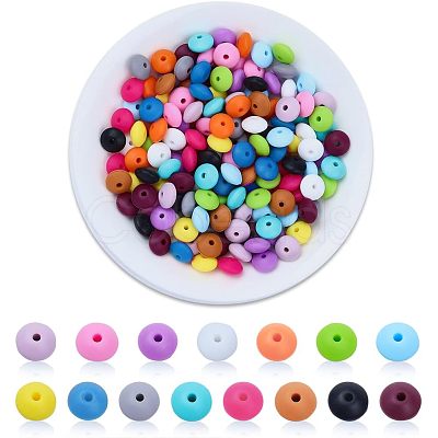 CHGCRAFT 150Pcs 15 Style Food Grade Eco-Friendly Silicone Abacus Beads SIL-CA0001-24-1