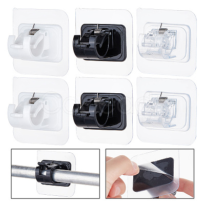 AHADEMAKER 6 Pairs 3 Styles Plastic Self Adhesive Curtain Hanging Rod Brackets FIND-GA0005-62-1