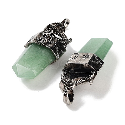 Natural Green Aventurine Faceted Sword Pendants G-Q163-01AS-01-1