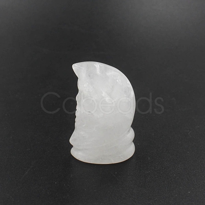 Natural Quartz Crystal Moon with Human Face Figurines Statues for Home Office Desktop Decoration PW-WG92128-11-1