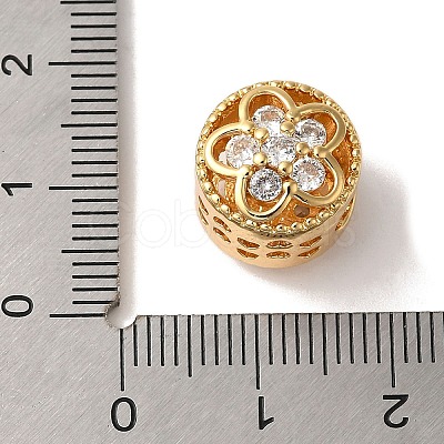 Flower Rack Plating Brass Micro Pave Cubic Zirconia European Beads KK-G511-04C-G-1