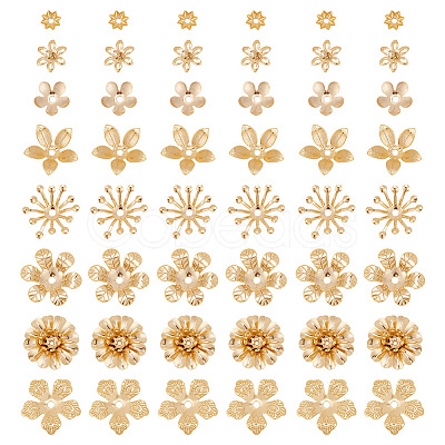 ARRICRAFT 64Pcs 8 Styles Brass Bead Caps KK-AR0003-57-1