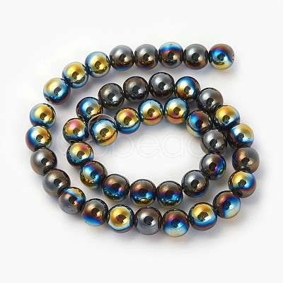 Electroplated Non-magnetic Synthetic Hematite Beads Strands G-P408-A-4mm-1