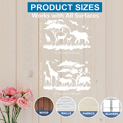 MAYJOYDIY US 1 Set Savannah Animals PET Hollow Out Drawing Painting Stencils DIY-MA0004-73-1