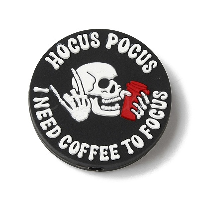 Halloween Themed I Need Coffee To Focus Silicone Focal Beads SIL-M006-01C-1