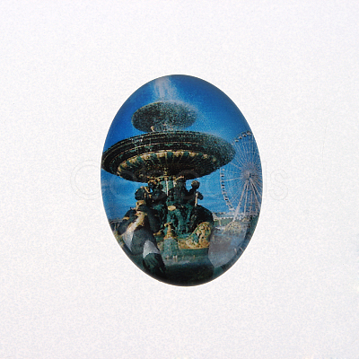 Photo Glass Oval Cabochons X-GGLA-N003-13x18-F32-1