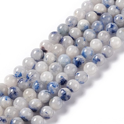 Natural Blue White Dumortierite Round Beads Strands G-E265-01A-1